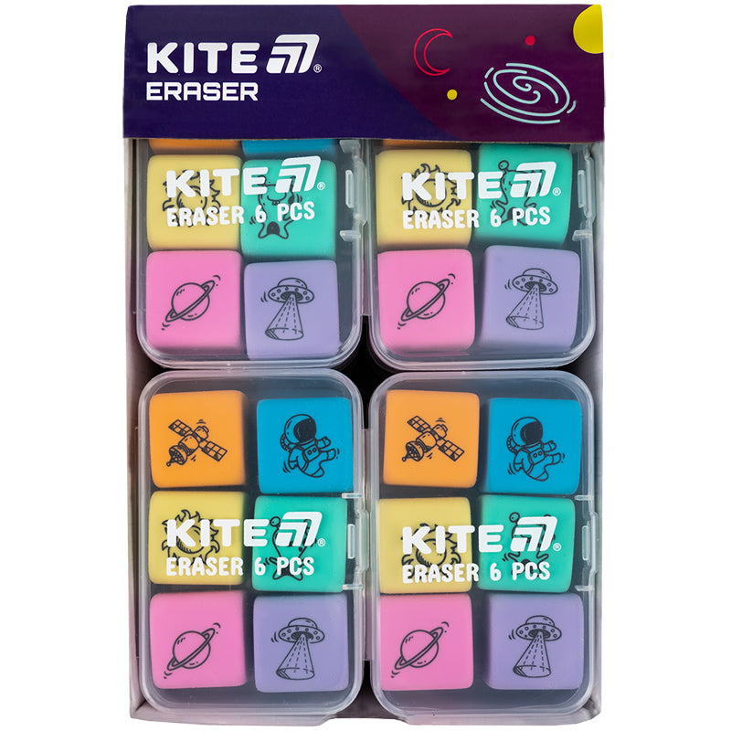 Набір гумок у пластиковому боксі Kite Space K24-145, асорті, 6 шт.. Фото 5