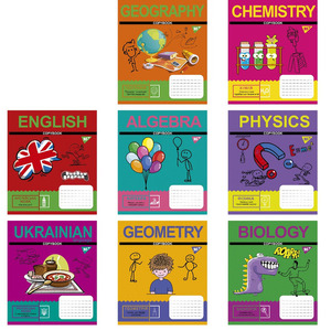 1В/YES Зошит ПРЕДМЕТКА А5/48 (Cool school subjects) набір 8 видів виб.гібрід.лак 8/224. Фото 9