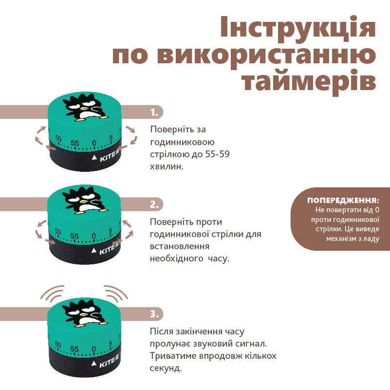 Таймер механічний Kite Bad Badtz-Maru HK24-172-2. Фото 8