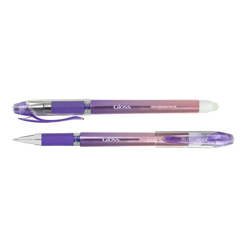 Ручка гелева Пиши-стирай Buromax Gloss 0.5 мм синє чорнило BM.8312-01. Фото 2
