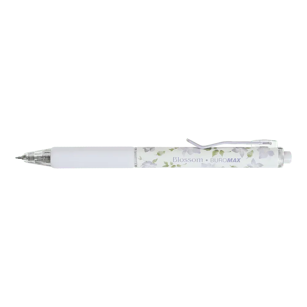 Ручка гелева автоматична Buromax Blossom 0.5 мм синє чорнило ароматний грип (ірис) BM.8368-39. Фото 2