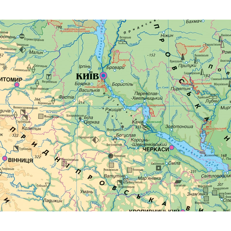 Україна. Фізична карта, м-б 1:1 000 000 на картоні. Фото 2