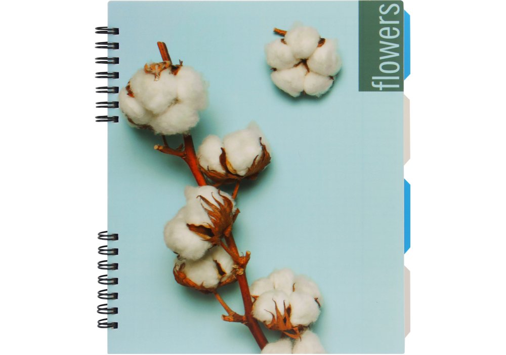 Блокнот Optima Flowers B5, пластикова обкладинка, з розділювачами, 120 аркушів, клітинка O20356-16