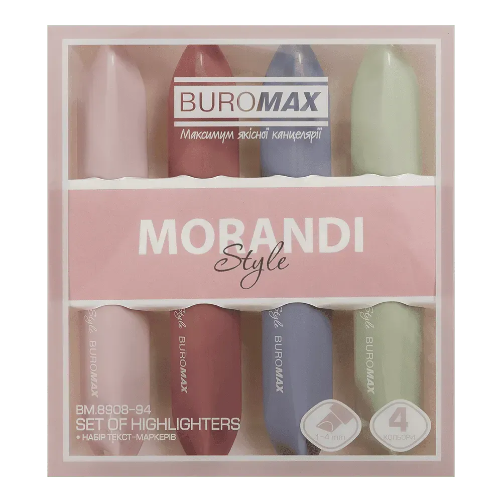 Набір із 4-х текстових маркерів Buromax Morandi Style 1-4 мм BM.8908-94