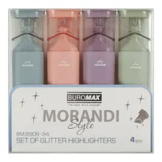 Набір із 4-х текстових маркерів Buromax Morandi Style Gliter 1-4 мм BM.8909-94