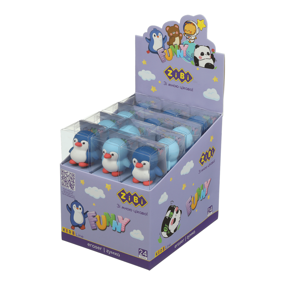 Гумка фігурка ZiBi Penguin 60х35х32 мм ZB.5426 (24шт)