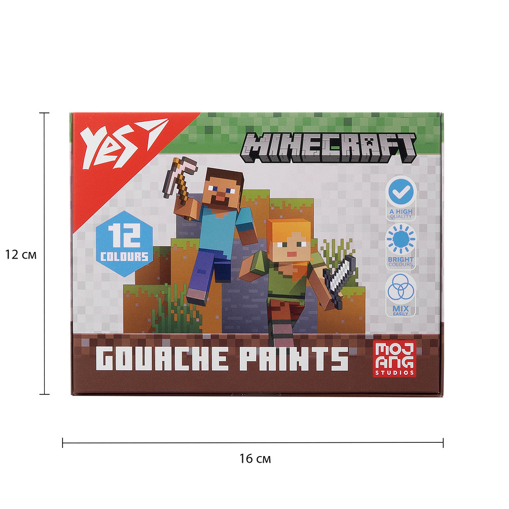 Фарби гуашеві Yes Minecraft 12 кольорів по 20 мл 230407. Фото 2