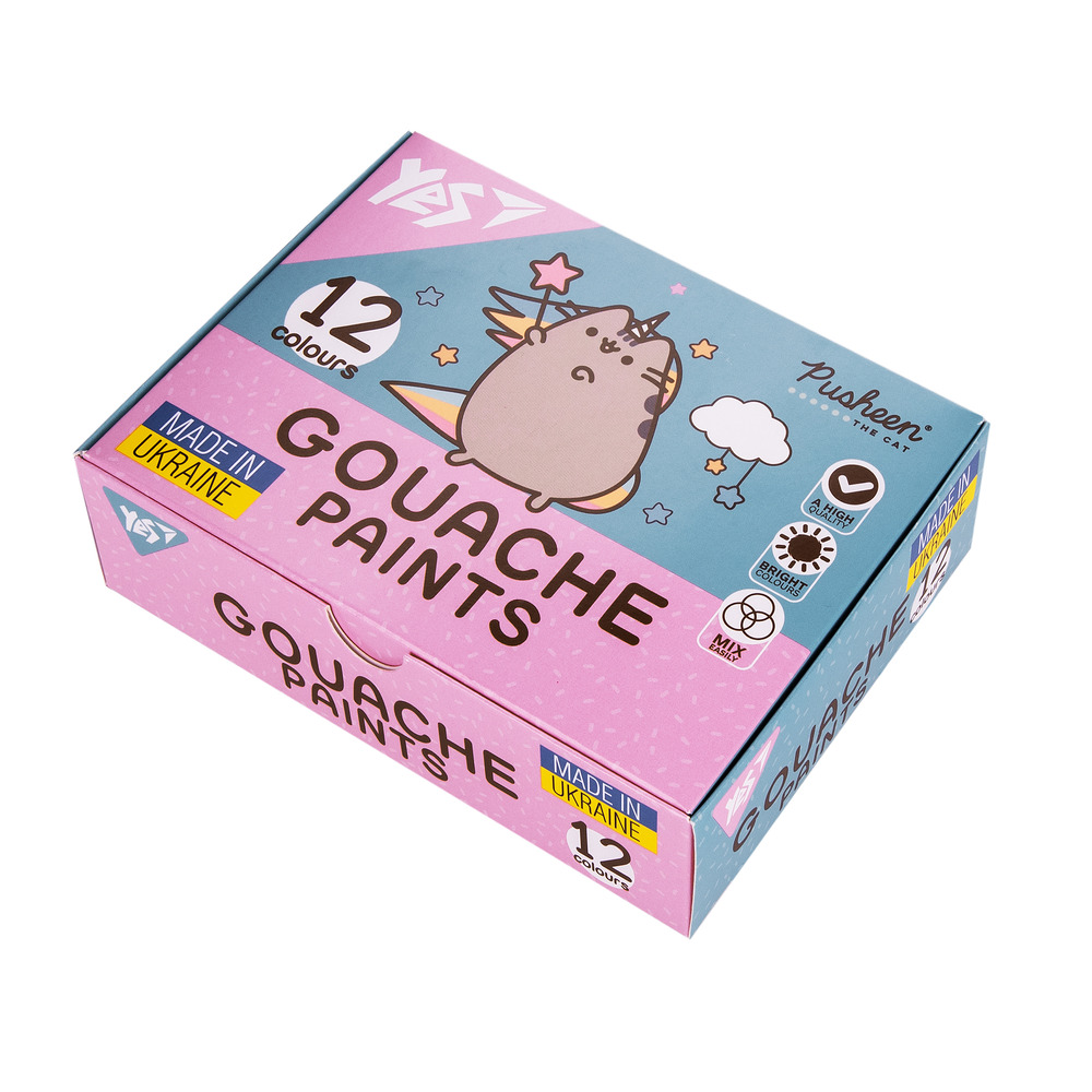Фарби гуашеві Yes Pusheen 12 кольорів по 20 мл 230402