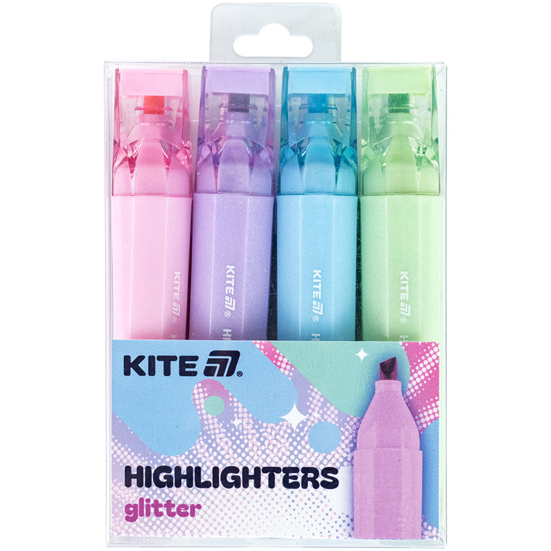 Маркер Highlighter, Kite Creative Glitter, набір 4-х кольорів