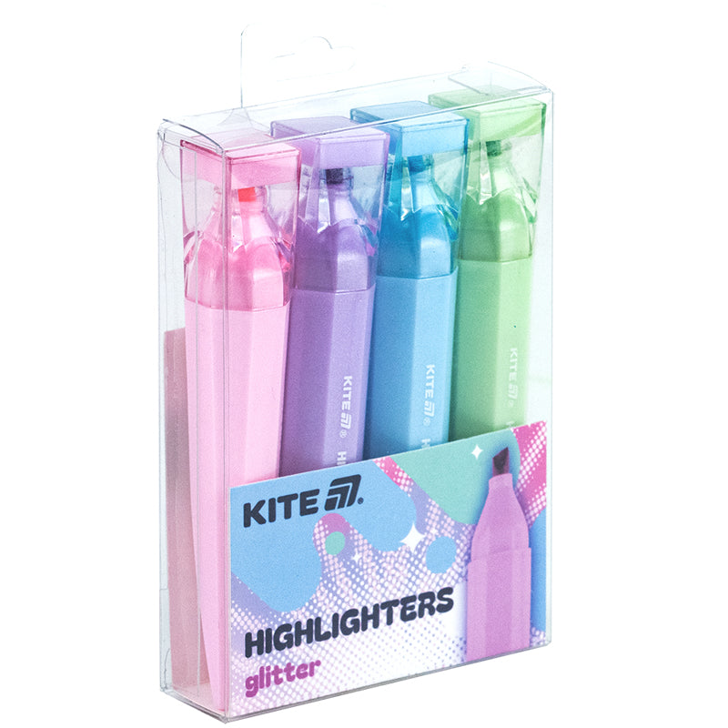 Маркер Highlighter, Kite Creative Glitter, набір 4-х кольорів. Фото 3
