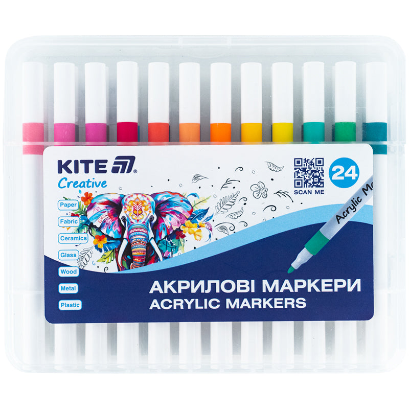 Маркери акрилові Kite Creative 24 кольори K-1157