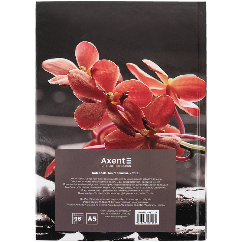 Книга записна Axent R&B Flower 8457-7-A, А5, 96 аркушів, клітинка, тверда обкладинка. Фото 5