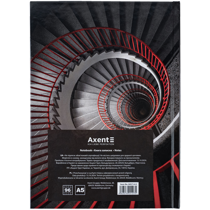 Книга записна Axent R&B Ladder 8457-6-A, А5, 96 аркушів, клітинка, тверда обкладинка. Фото 5