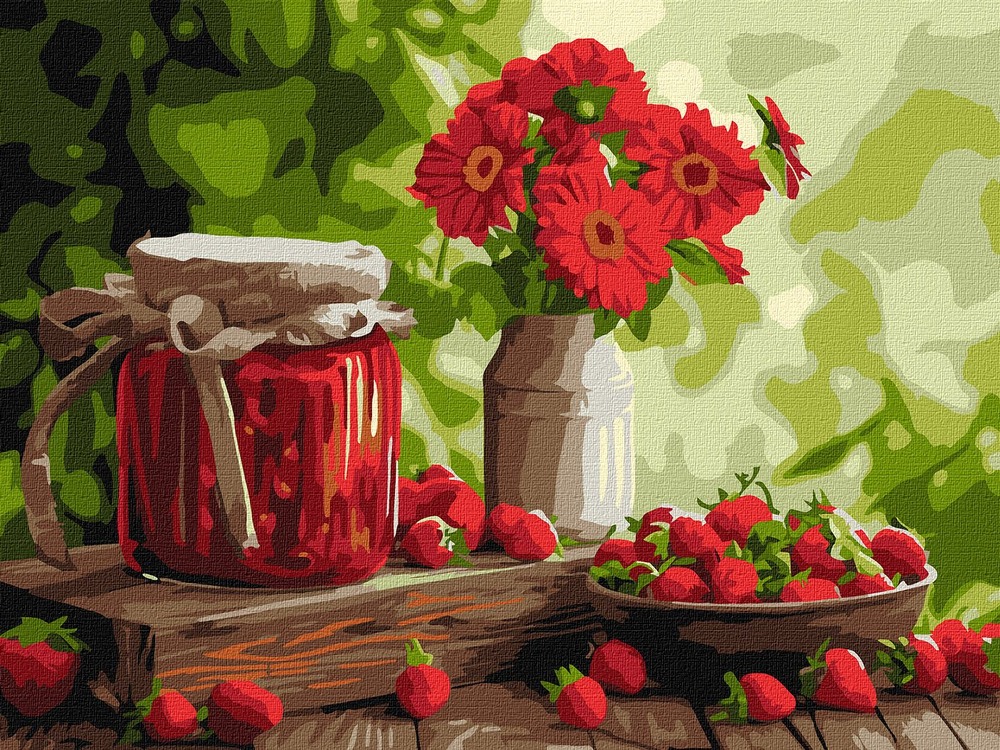 Ideyka Картина за номерами. Полуничне варення  30х40 см
