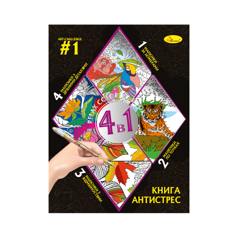 Книжка-розмальовка серія "Книга-АНТИСТРЕС 4 в 1" МІКС. Фото 2