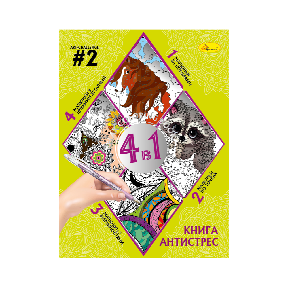 Книжка-розмальовка серія "Книга-АНТИСТРЕС 4 в 1" МІКС. Фото 3