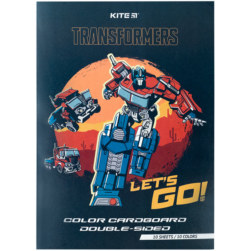 Картон кольоровий двосторонній Kite Transformers А4 10 аркушів TF24-255