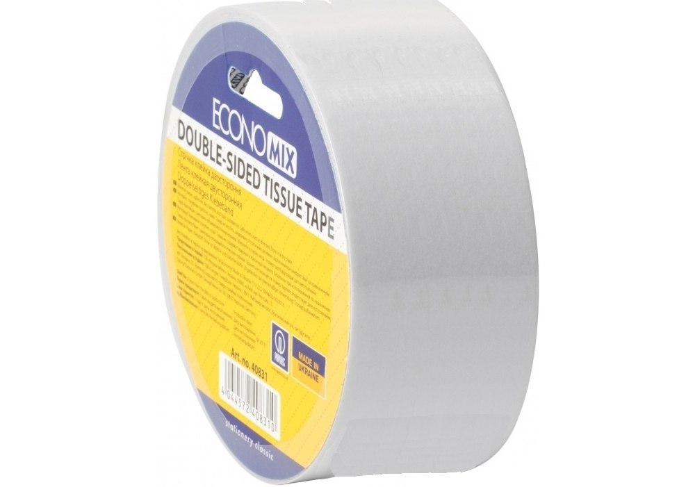 Стрічка клейка двостороння Economix TISSUE 48 мм х 10 м E40832