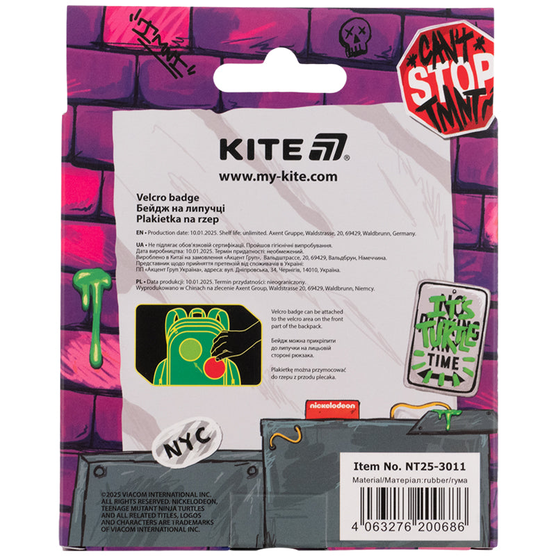 Бейдж на липучці Kite TMNT Tales of the TMNT NT25-3011. Фото 8