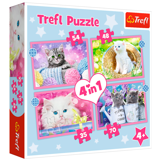 Пазли Trefl 4в1 - Веселі котики 34396