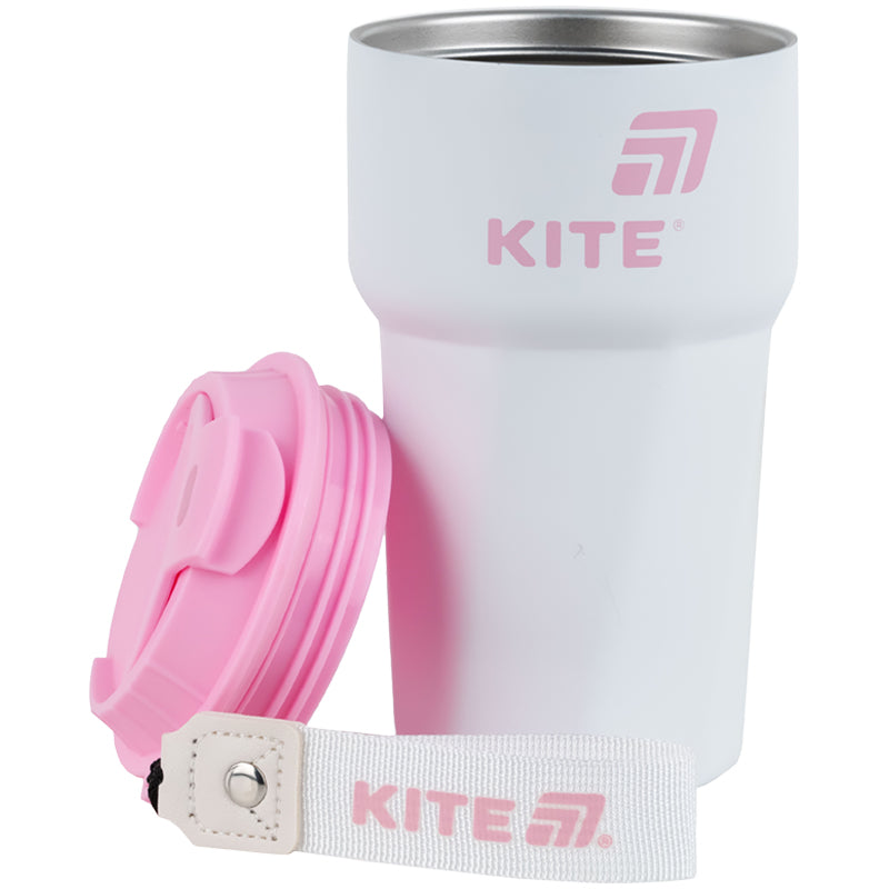 Термокружка Kite K25-1220-3, 450 мл, біло-рожева. Фото 4