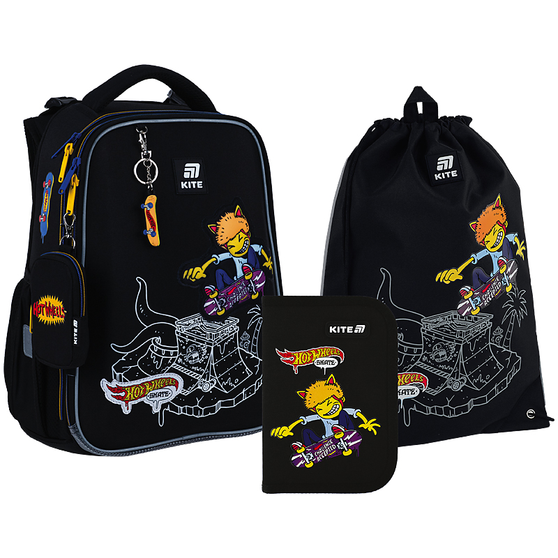 Шкільний набір Kite Education Hot Wheels Skate SET_HW25-531M (рюкзак, пенал, сумка)