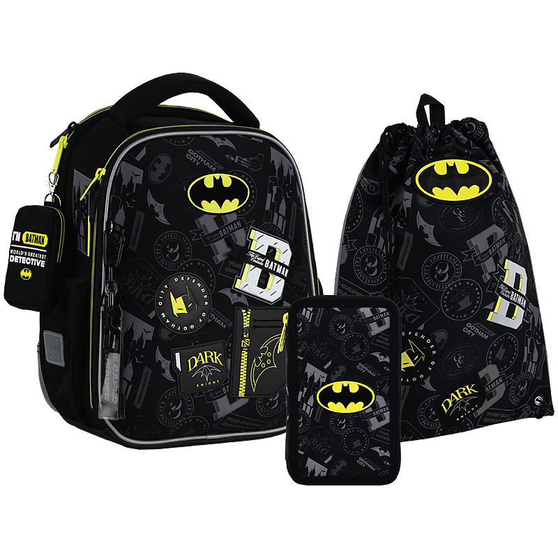 Шкільний набір Kite Education DC Batman SET_DC25-555S (рюкзак, пенал, сумка)