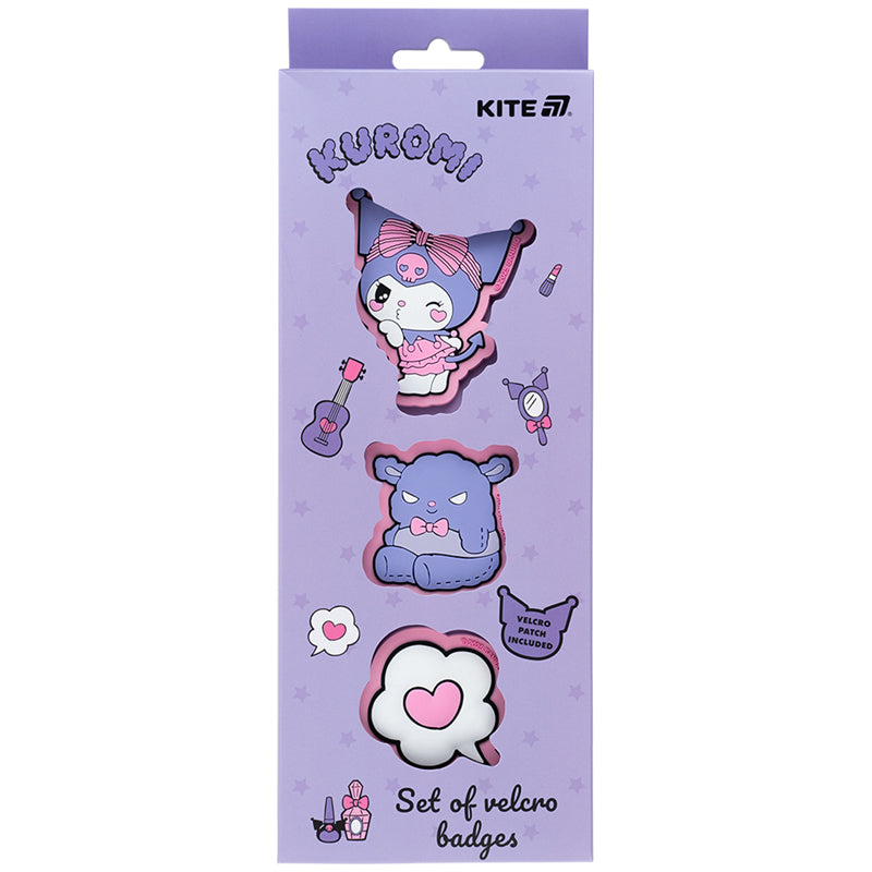 Набір бейджів на липучці Kite Kuromi HK25-3012-1, 3 шт