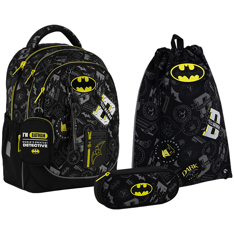 Шкільний набір Kite Education DC Batman SET_DC25-700M (рюкзак, пенал, сумка)