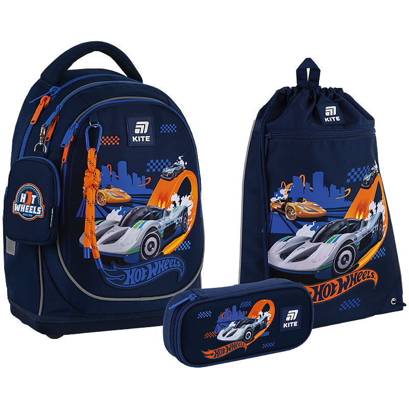 Шкільний набір Kite Education Hot Wheels SET_HW25-724S (рюкзак, пенал, сумка)