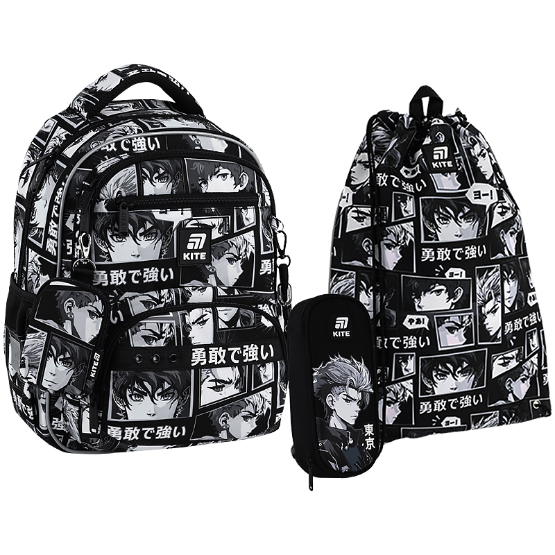 Шкільний набір Kite Education Anime Boy SET_K25-773M-4 (рюкзак, пенал, сумка)