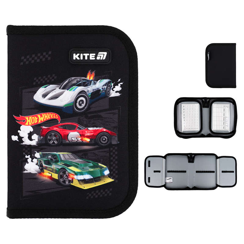 Пенал без наповнення Kite Hot Wheels HW25-622-1, 1 відділення, 2 відворот