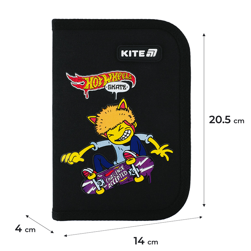 Пенал без наповнення Kite Hot Wheels Skate HW25-622-2, 1 відділення, 2 відворот. Фото 2