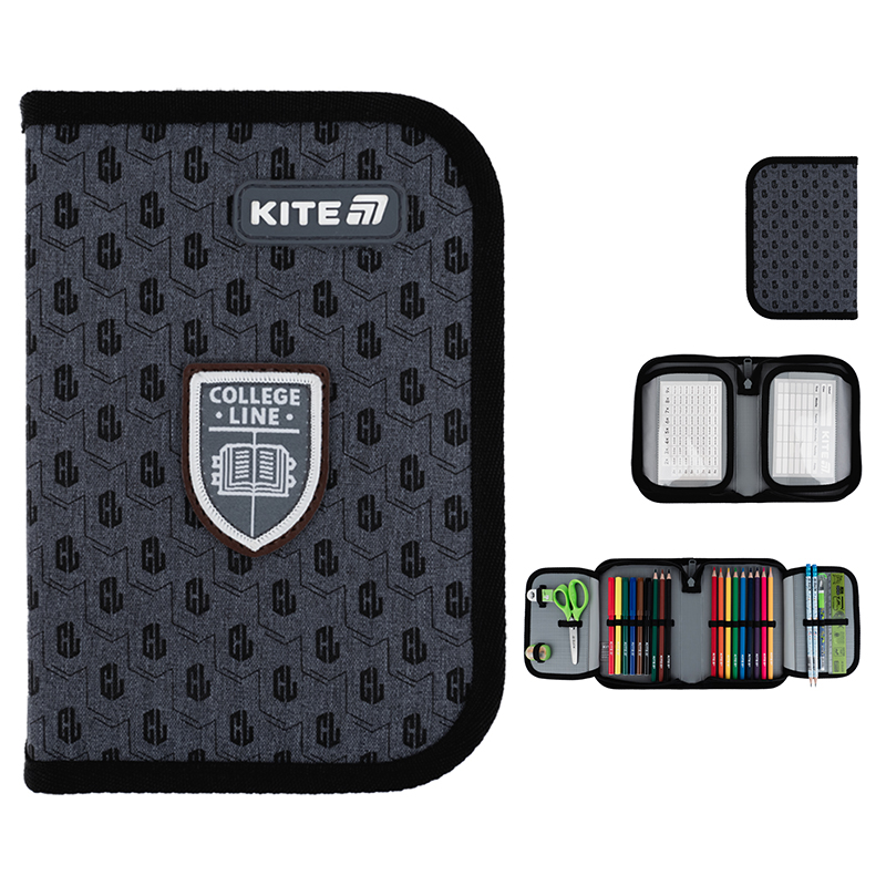 Пенал з наповненням Kite College Line Boy K25-622H-2, 1 відділення, 2 відвороти