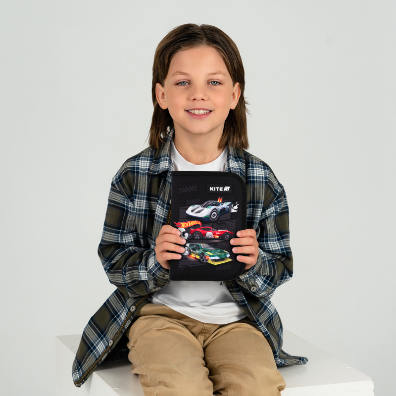 Пенал з наповненням Kite Hot Wheels HW25-622H-1, 1 відділення, 2 відвороти. Фото 8