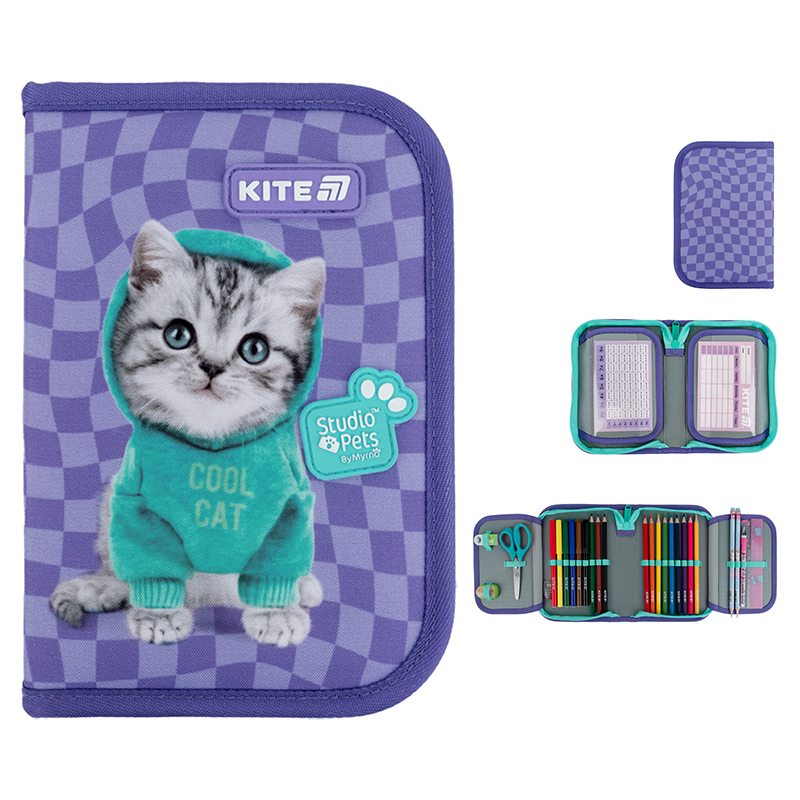 Пенал з наповненням Kite Studio Pets SP25-622H-2, 1 відділення, 2 відвороти