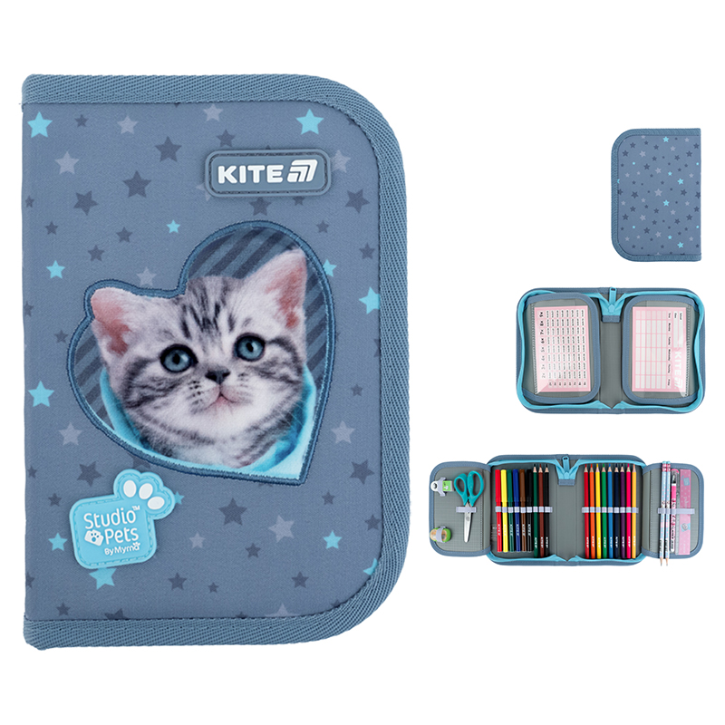 Пенал з наповненням Kite Studio Pets SP25-622H-3, 1 відділення, 2 відвороти