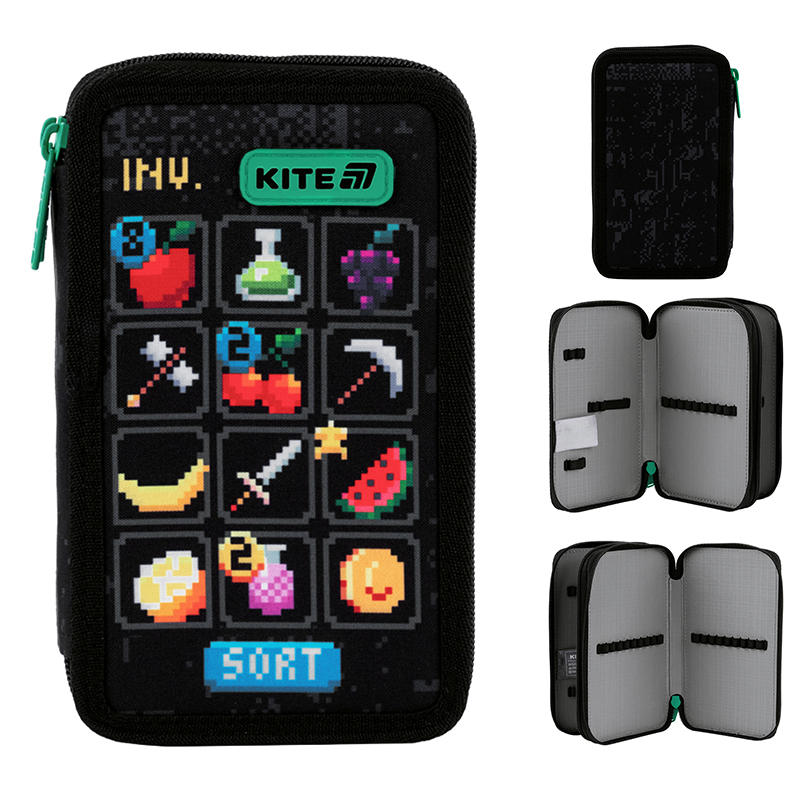 Пенал без наповнення Kite Pixel Game K25-623-2, 2 відділення