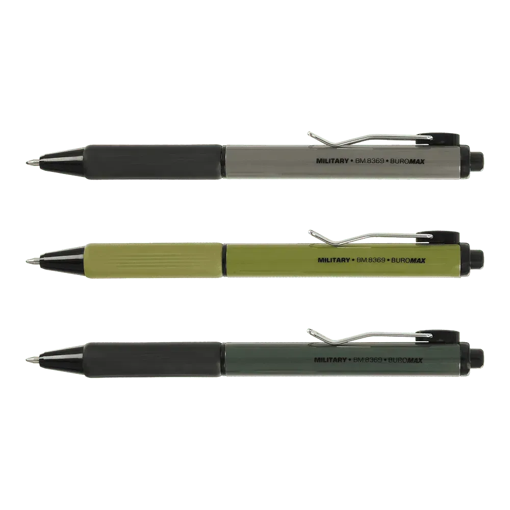 Ручка кулькова автоматична Buromax Military 0.7 мм синє чорнило BM.8369