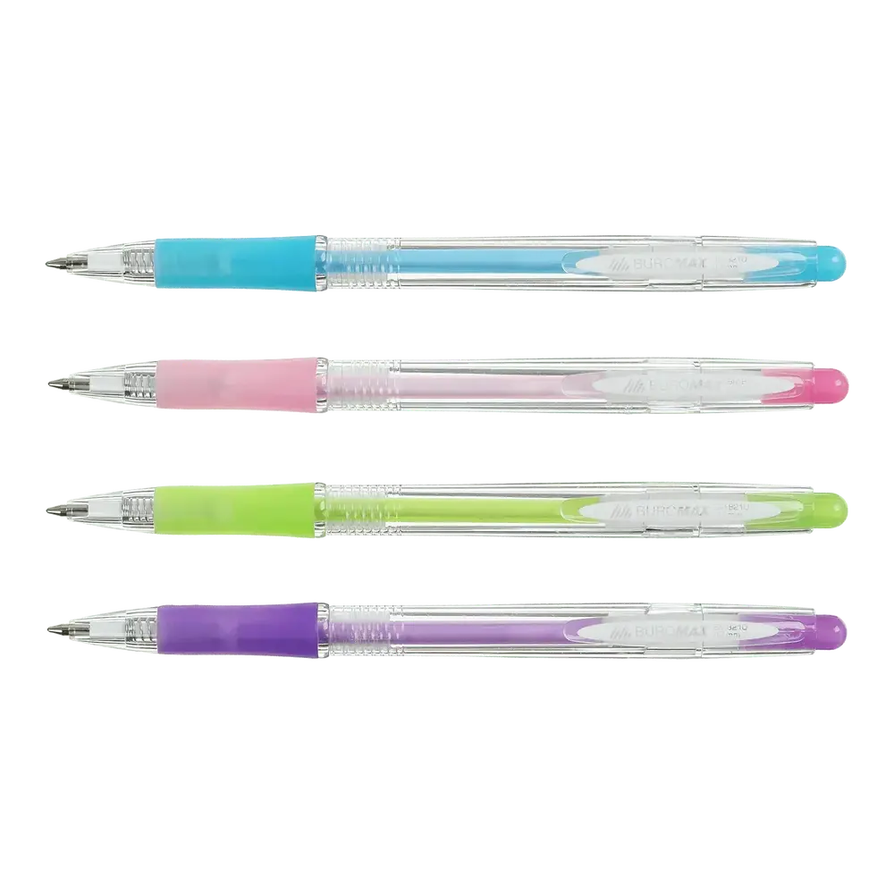 Ручка кулькова автоматична Buromax Crystal Pastel 0.7 мм синє чорнило BM.8210