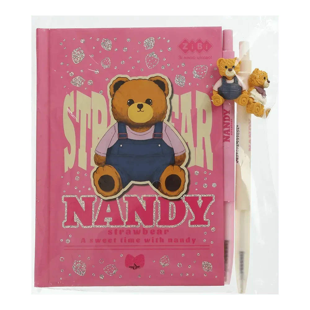 Набір ZiBi 1 - BEAR TOY блокнот А6 64 аркуши, клітинка + 2 кулькові ручки автоматичні ZB.12721.1
