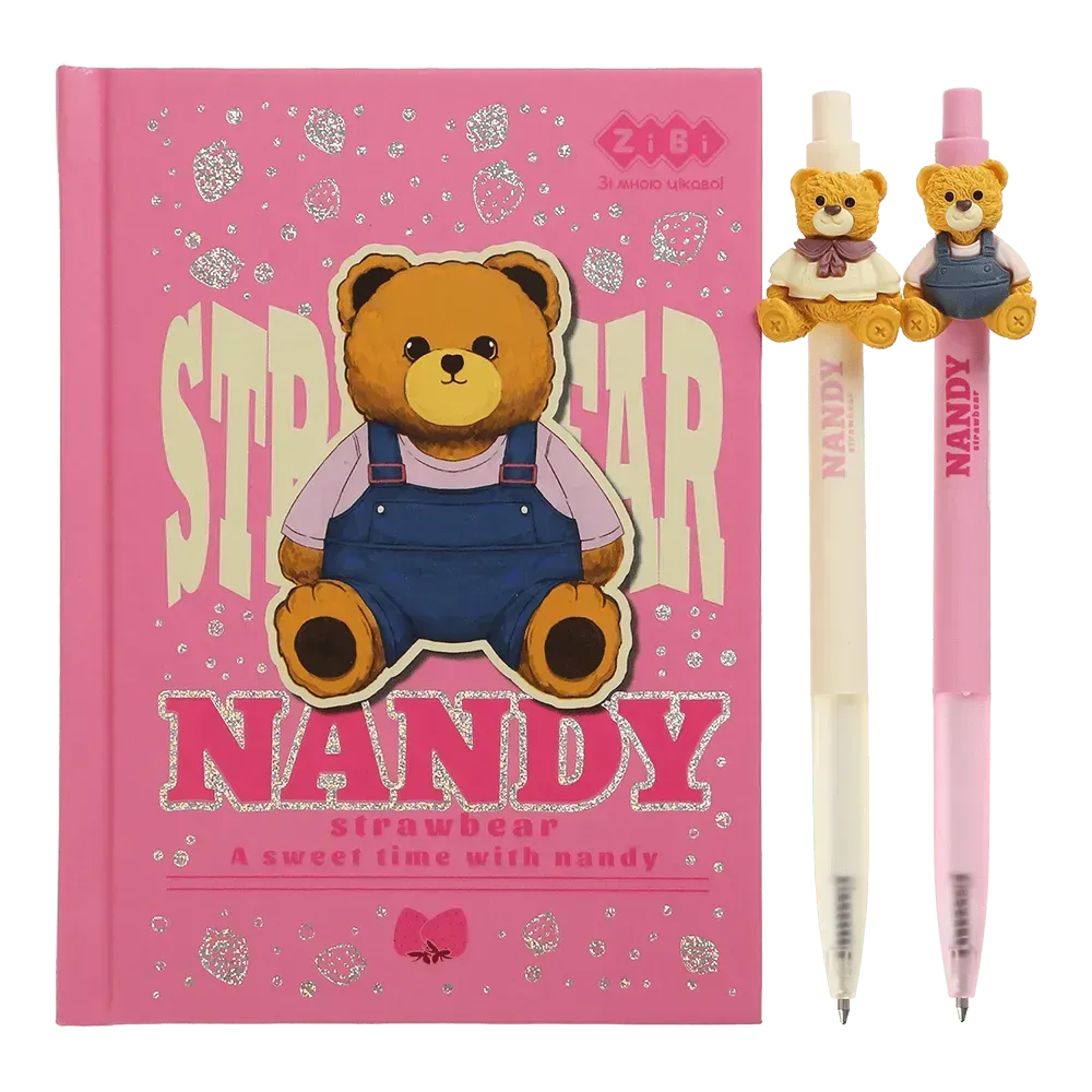 Набір ZiBi 1 - BEAR TOY блокнот А6 64 аркуши, клітинка + 2 кулькові ручки автоматичні ZB.12721.1. Фото 2
