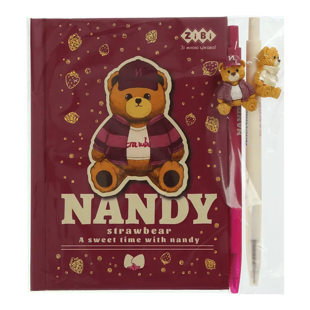 Набір ZiBi 2 - BEAR TOY блокнот А6 64 аркуши, клітинка + 2 кулькові ручки автоматичні ZB.12721.2