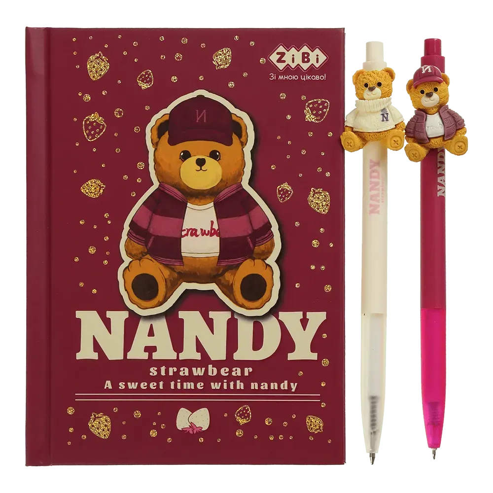 Набір ZiBi 2 - BEAR TOY блокнот А6 64 аркуши, клітинка + 2 кулькові ручки автоматичні ZB.12721.2. Фото 2
