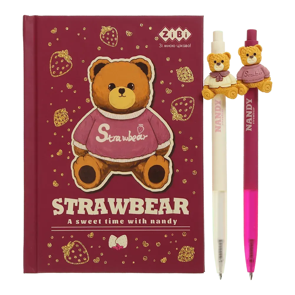 Набір ZiBi 3 - BEAR TOY блокнот А6 64 аркуши, клітинка + 2 кулькові ручки автоматичні ZB.12721.3. Фото 2