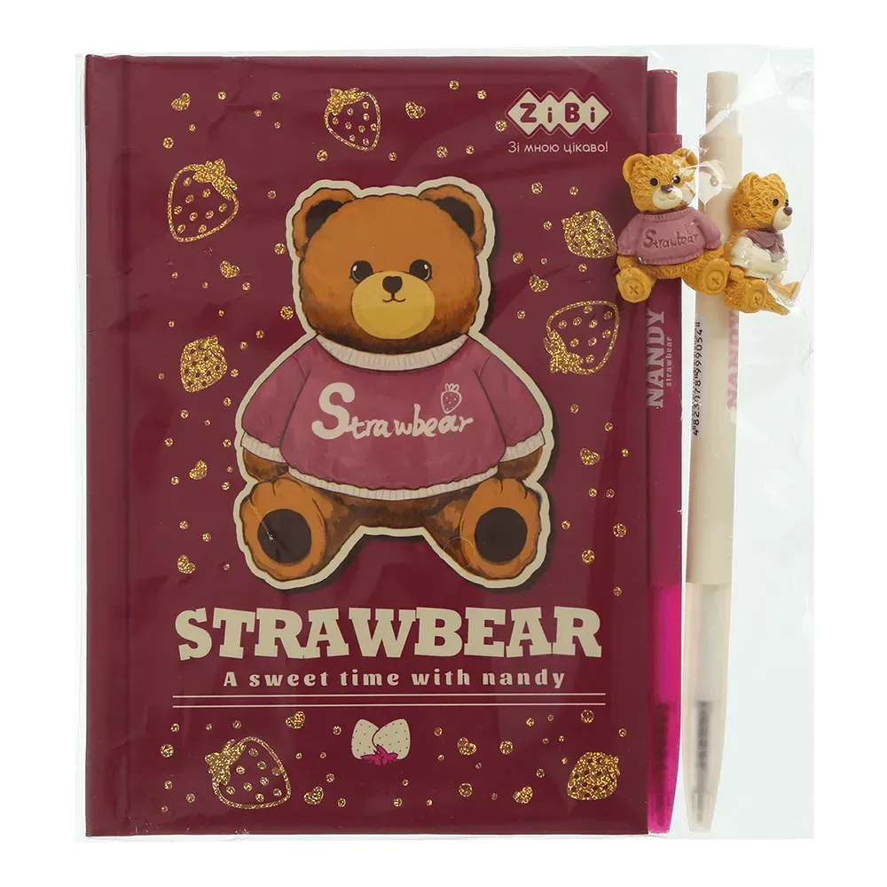 Набір ZiBi 3 - BEAR TOY блокнот А6 64 аркуши, клітинка + 2 кулькові ручки автоматичні ZB.12721.3