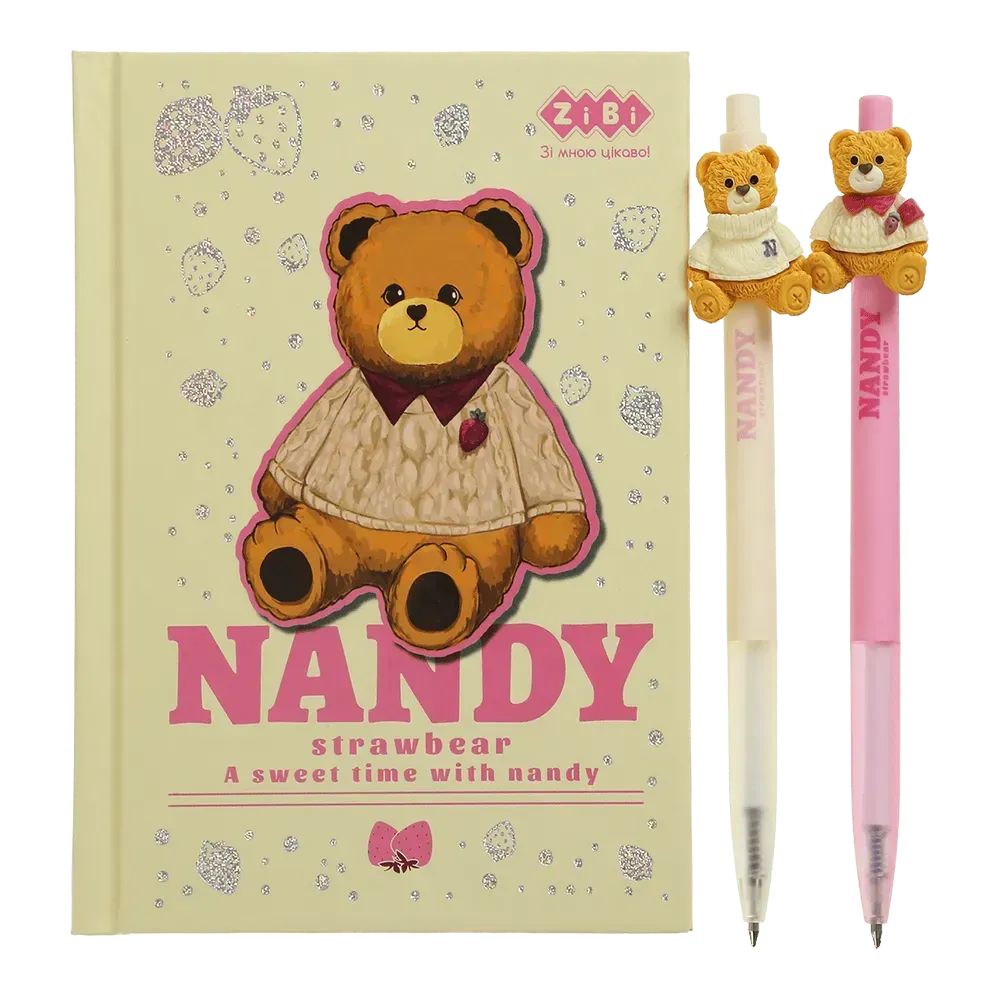 Набір ZiBi 4 - BEAR TOY блокнот А6 64 аркуши, клітинка + 2 кулькові ручки автоматичні ZB.12721.4. Фото 2