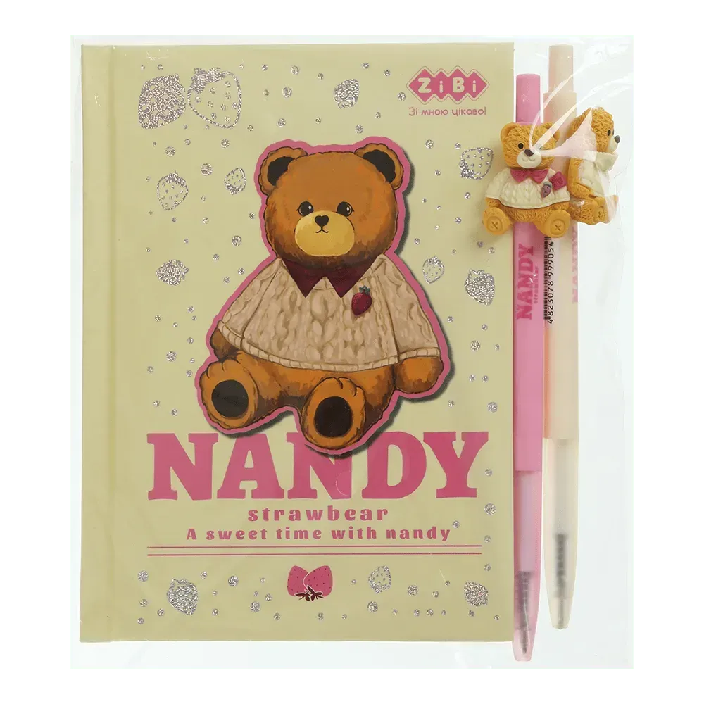 Набір ZiBi 4 - BEAR TOY блокнот А6 64 аркуши, клітинка + 2 кулькові ручки автоматичні ZB.12721.4