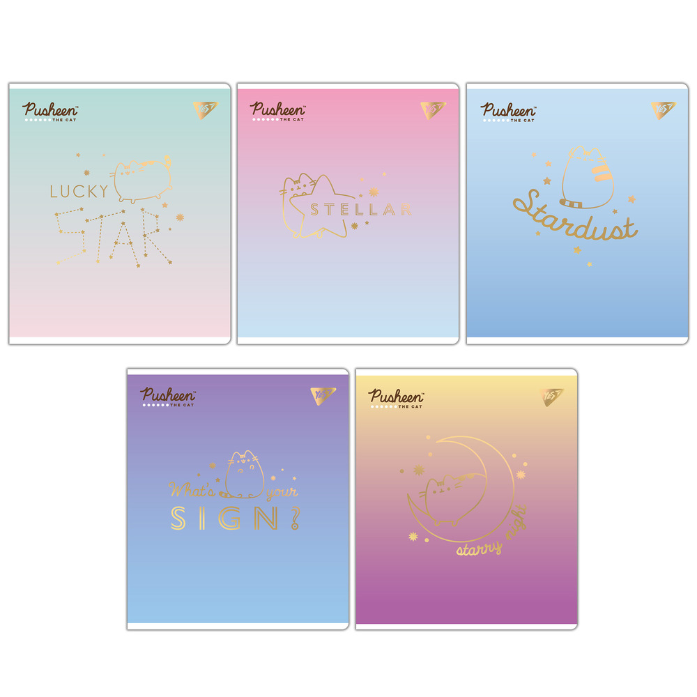 Зошит шкільний YES Goldstar Pusheen А5 12 аркушів клітинка 767493