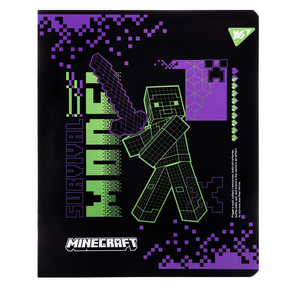 Зошит шкільний YES Minecraft. Black А5 12 аркушів клітинка 767495. Фото 8